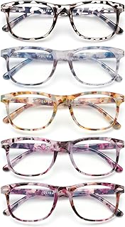 JOLISU 5 Pack Reading Glasses For Women - Stylish Blue Light Blocking Readers -Womens Men Spring Hinge Eyeglasses (2.00)