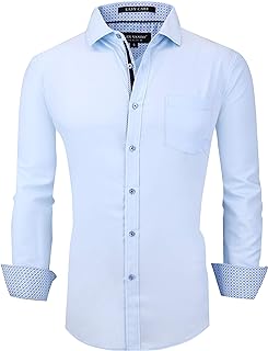 Mens Rayon Dress Shirts Wrinkle Free Regular Fit Stretch Button Down Shirt