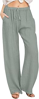 Pantalon Lino Mujer Elasticos Running Pantalon Tallas Grandes Fluido Comodos Pantalones Algodon con Bolsillos Pants