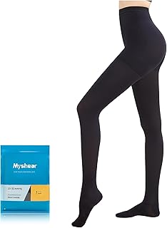 Myshear Medical Compression Pantyhose for Women Men, 20-30 mmHg Graduated Compression Tights, Closed Toe Compression Stockings, Support Hose, High Waist Compression Leggings for Varicose Veins, Edema