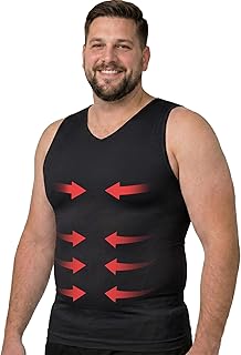 Mens Compression Shirt Slimming Shapewear | V Neck Gynecomastia Compression Shirts for Men | Body Shaper Undershirt Tank Top