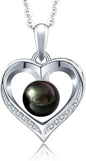 Gifts Anniversary Wife Gifts for Women,Tahitian Black Pearl Heart Necklace, Gift Birthday Christmas Fine Jewelry Mothers Day Gifts for Mom, Valentine's Day for Her