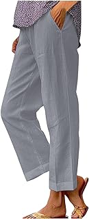 Damen Hose Sommer Leicht Damenhose Aus Baumwolle Leinen Lockerer Hose Schwarz 38
