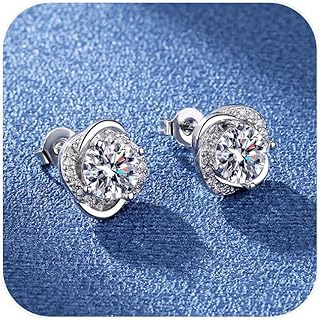 Pendientes de plata de ley 925 para mujer, diseño clásico de moda, hipoalergénicos, exquisitos, con personalidad, diamantes brillantes, simples, elegantes, ligeros, con purpurina de cristal