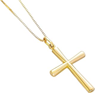 Lucchetta - 14k Gold Italian Authentic Christian Cross Necklace | High Polished Religious Gift