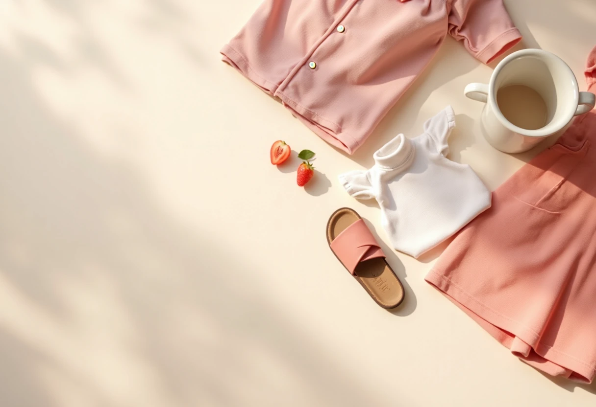 Kids' summer clothing flatlay